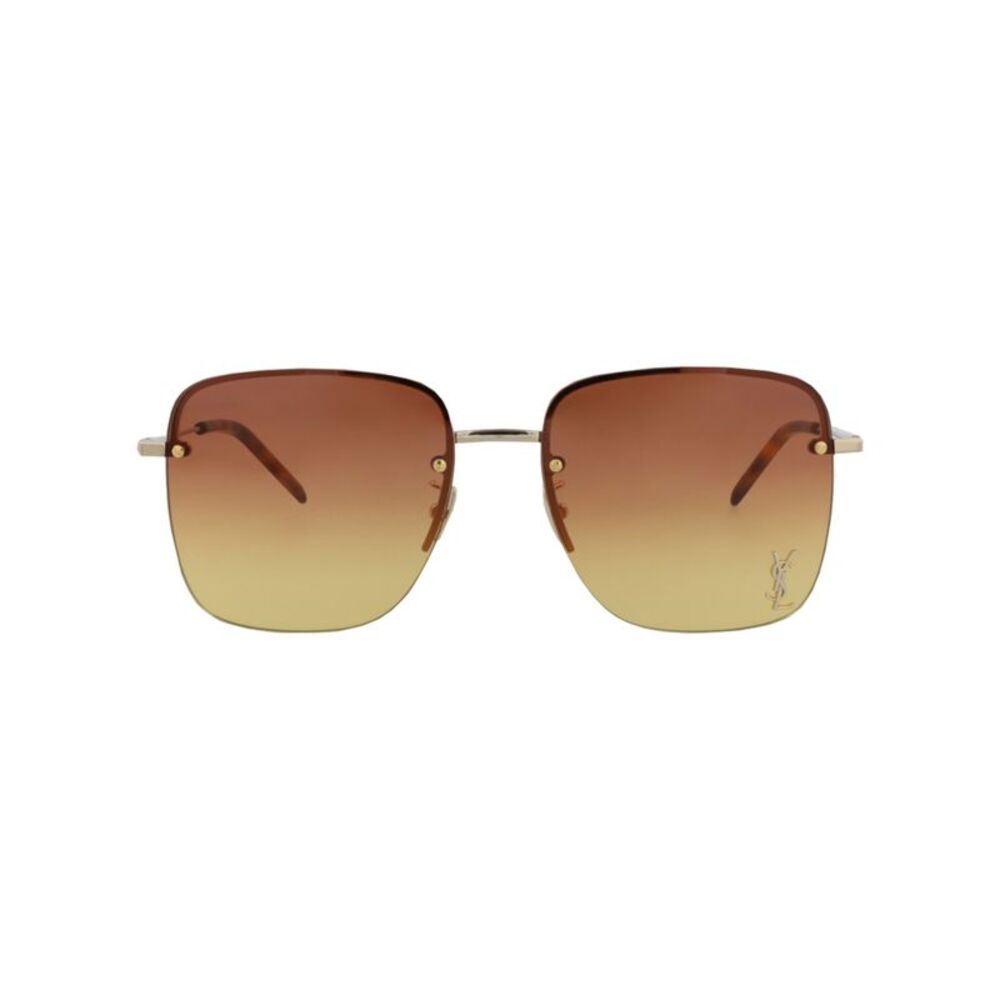Saint Laurent Square-Frame Metal Sunglasses Gold Womens